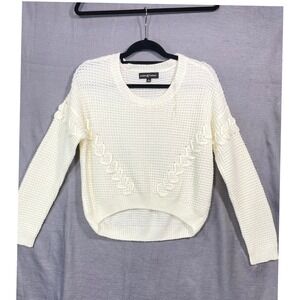 Almost Famous Women's Ivory Cable Knit Sweater Cropped Pullover‎ Size L